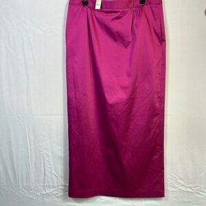 Talbots Pink Satin Maxi Skirt Size 14 New 2 Front Pockets Lined Back Split